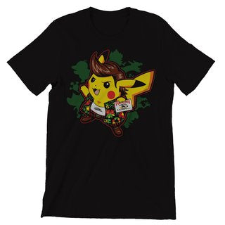 Ace Ventura Pickachu Pokemon Themed T-Shirt Men's Unisex Black Tee Shirt