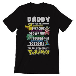 Daddy Pokemon Themed T-Shirt Men's Unisex Black Tee Shirt