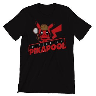 Detective Pikachu Deadpool Pokemon Themed T-Shirt Men's Unisex Black Tee Shirt