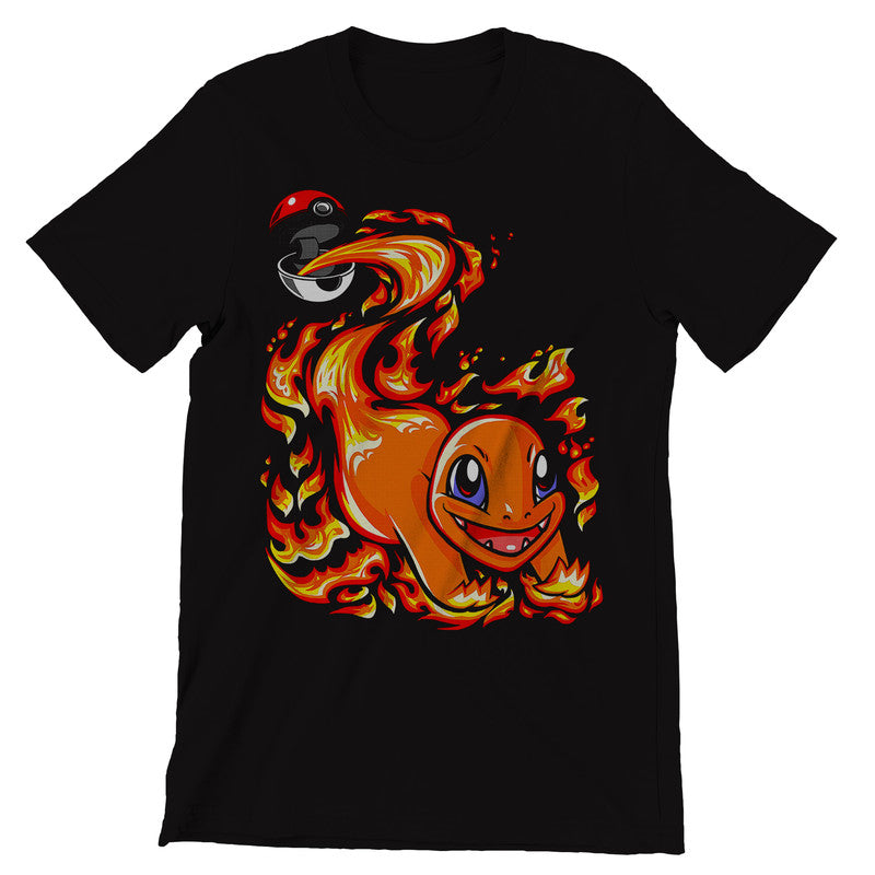 Go Charmander Pokemon Themed T-Shirt Men's Unisex Black Tee Shirt