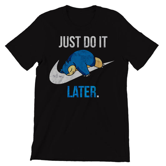 Just Do It Snorlax Pokemon Themed T-Shirt Men's Unisex Black Tee Shirt