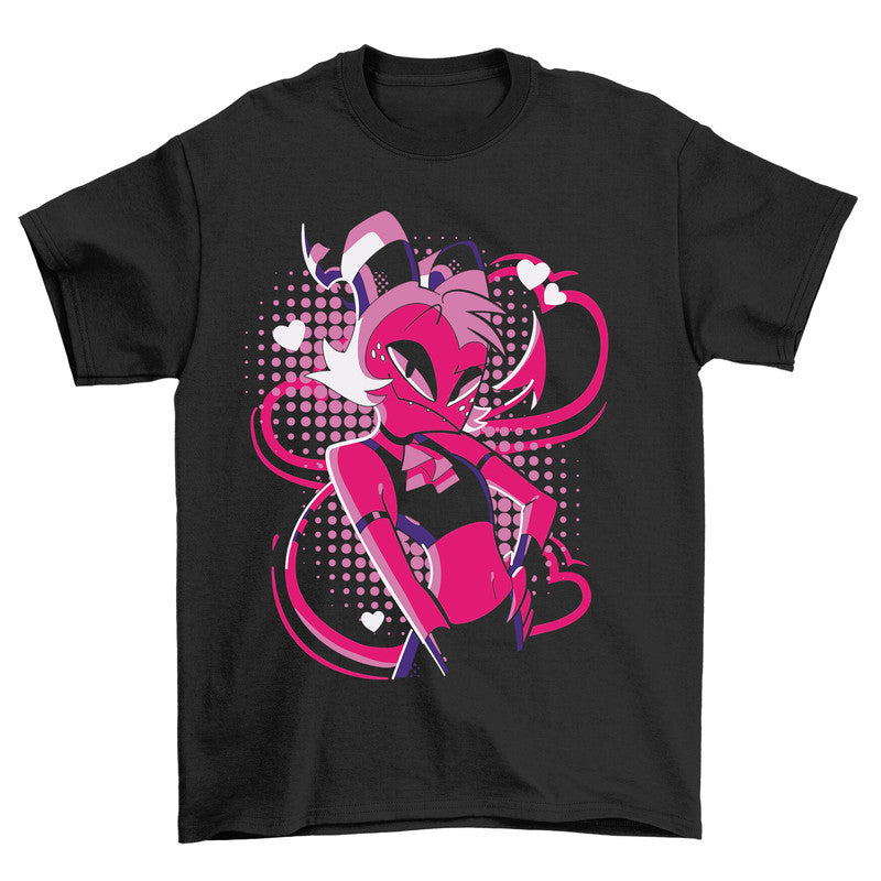 Hazbin Hotel Themed T-Shirt Cute Moxxie Unisex Black Tee Shirt