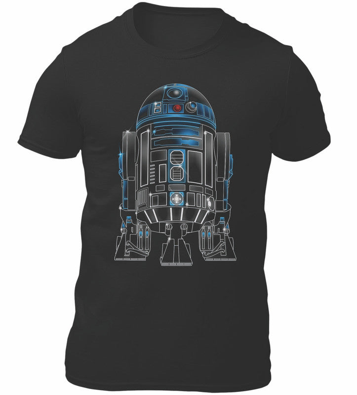 R2-D2 Glow Effect Star Wars Novelty T-Shirt Men's Unisex Black Tee Shirt