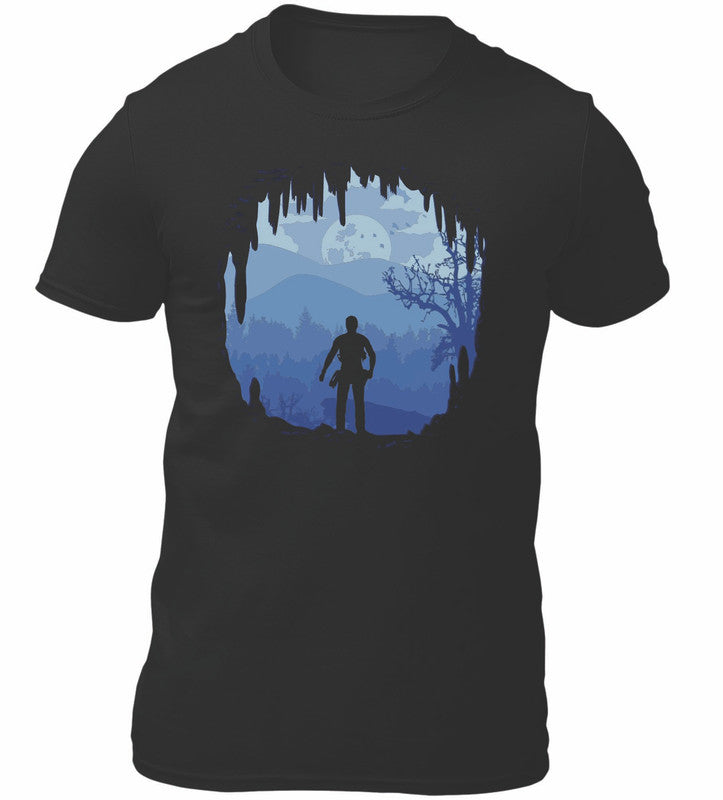 Uncharted Hideout Novelty T-Shirt Men's Unisex Black Tee Shirt