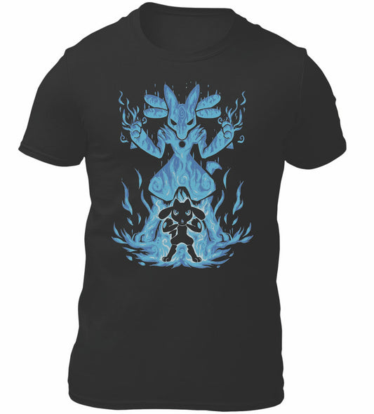 Lucario Aura Pokemon Themed T-Shirt Men's Unisex Black Tee Shirt