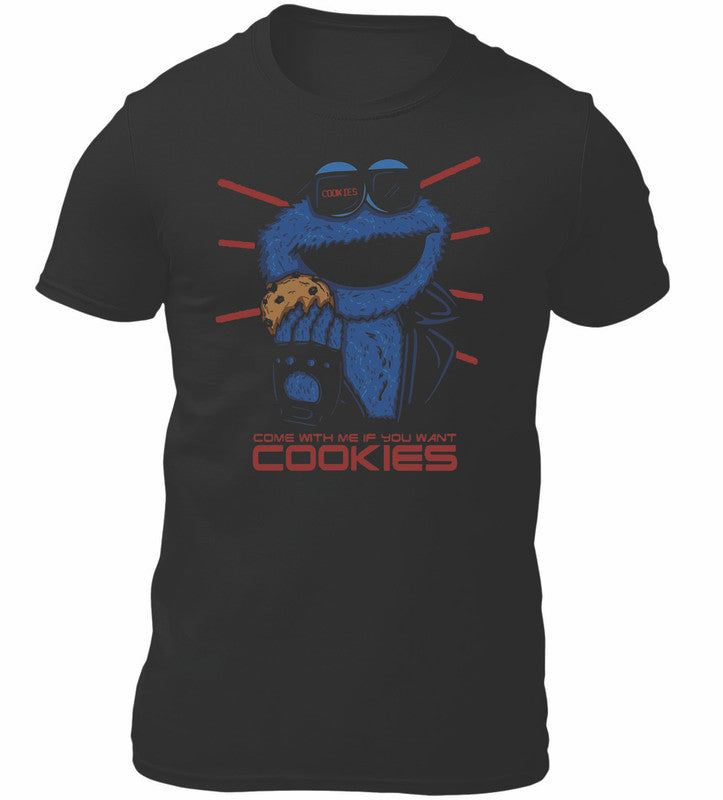 Cookie Monster Terminator Movie Themed T-Shirt Men's Unisex Black Tee Shirt