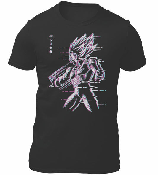 Vegeat Glitch Anime Themed T-Shirt Men's Unisex Black Tee Shirt