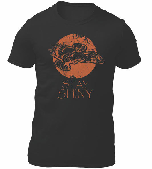 Stay Shiny Serenity Ship Movie T-Shirt Men's Unisex Black Tee Shirt