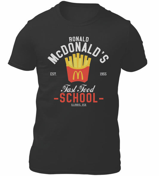 McDonalds School Funny Themed T-Shirt Men's Unisex Black Tee Shirt