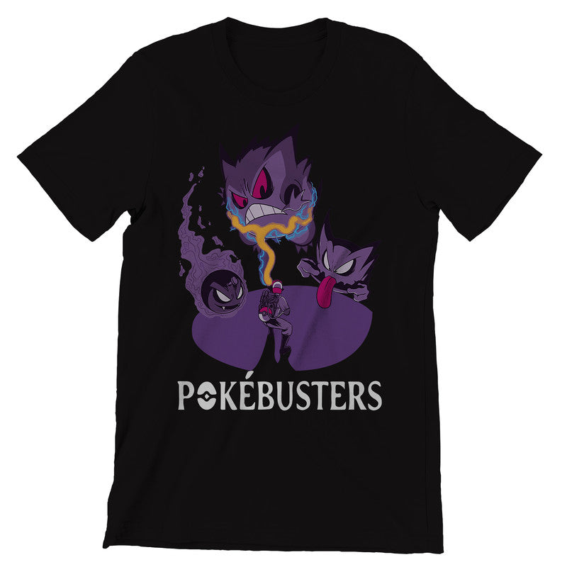 Gengar Ghost Busters Pokemon Themed T-Shirt Men's Unisex Black Tee Shirt