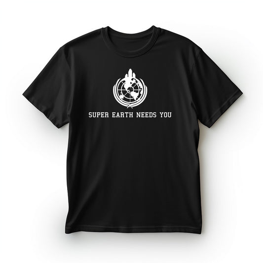 Super Earth Needs You Helldivers 2 T-Shirt Men's Unisex Black Tee Shirt